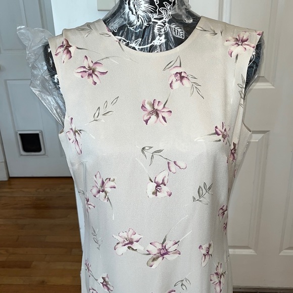 Brooks Brothers size 8 Ivory silk floral print maxi dress bias cut movement - Picture 2 of 13